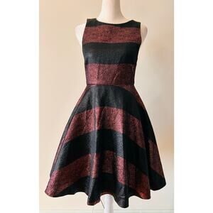 Alice + Olivia Metallic Black and Pink Sleeveless Back Cutout Dress XS 0 Holiday